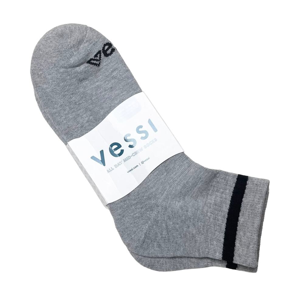 vessi all day mid-crew socks grey size large unisex